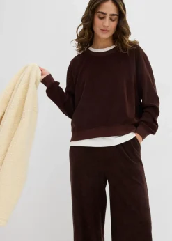 bonprix Basics|Bekleidung·Röcke^Sweatshirt aus weichem Frottee dunkelbraun