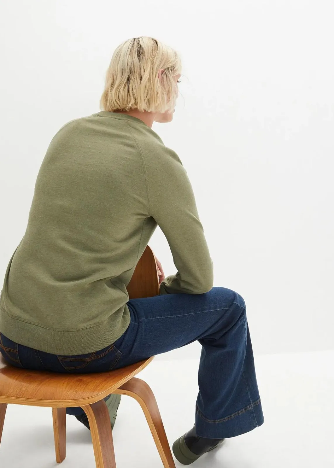 bonprix Sweat|Bekleidung·Blusen & Tuniken^Sweatshirt (2er Pack) schwarz+oliv meliert