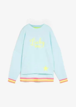 bonprix Bekleidung·Blusen & Tuniken|Sweat^Sweatshirt mint bunten Bündchen polarmint bedruckt