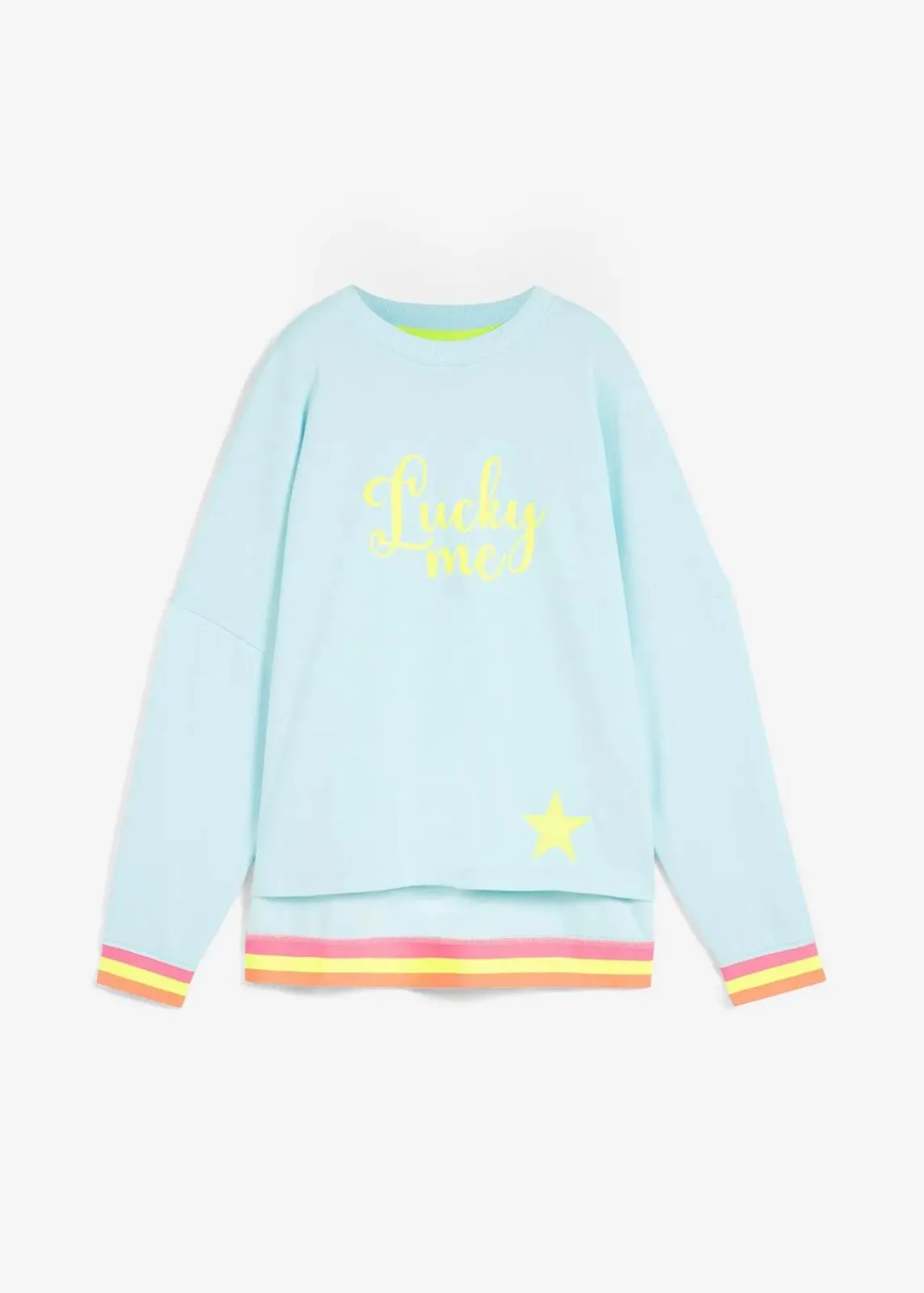 bonprix Bekleidung·Blusen & Tuniken|Sweat^Sweatshirt mint bunten Bündchen polarmint bedruckt