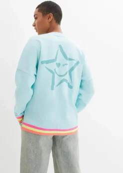 bonprix Bekleidung·Blusen & Tuniken|Sweat^Sweatshirt mint bunten Bündchen polarmint bedruckt