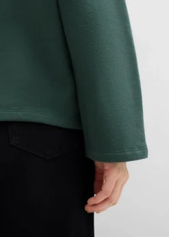 bonprix Bekleidung·Blusen & Tuniken|Sweat^Sweatshirt mit gestricktem Polokragen aus Bio-Baumwolle schattengrün