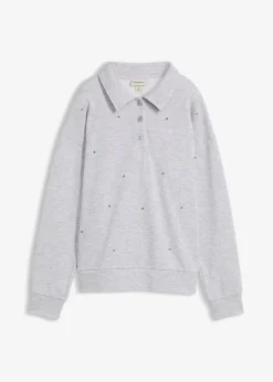 bonprix Zweiteiler & Sets|Sweat^Sweatshirt mit Nieten hellgrau meliert