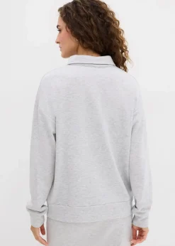bonprix Zweiteiler & Sets|Sweat^Sweatshirt mit Nieten hellgrau meliert