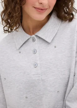 bonprix Zweiteiler & Sets|Sweat^Sweatshirt mit Nieten hellgrau meliert