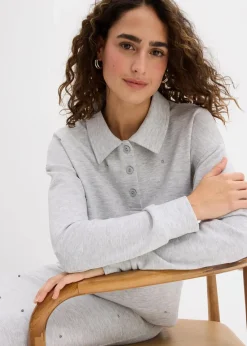 bonprix Zweiteiler & Sets|Sweat^Sweatshirt mit Nieten hellgrau meliert