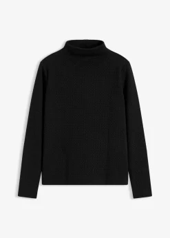 bonprix Bekleidung·Blusen & Tuniken|Nachhaltigere Materialien^Sweatshirt mit Stehkragen schwarz