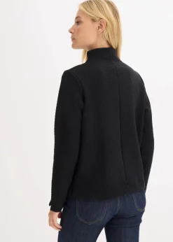 bonprix Bekleidung·Blusen & Tuniken|Nachhaltigere Materialien^Sweatshirt mit Stehkragen schwarz