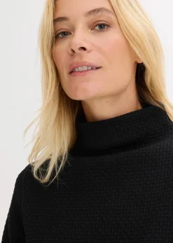 bonprix Bekleidung·Blusen & Tuniken|Nachhaltigere Materialien^Sweatshirt mit Stehkragen schwarz