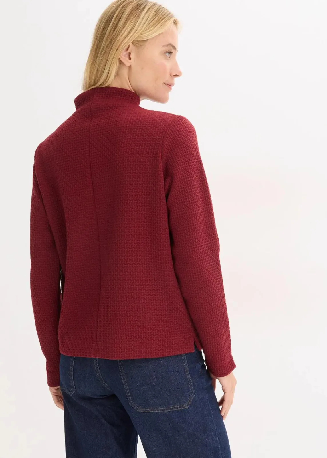bonprix Sweat|Nachhaltigere Materialien^Sweatshirt mit Stehkragen rubinrot