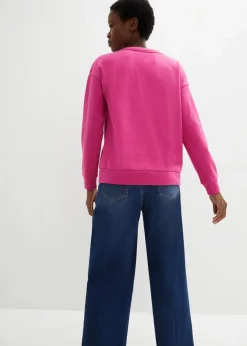 bonprix Bekleidung·Blusen & Tuniken|Nachhaltigere Materialien^Sweatshirt mit Stickerei magnolienpink