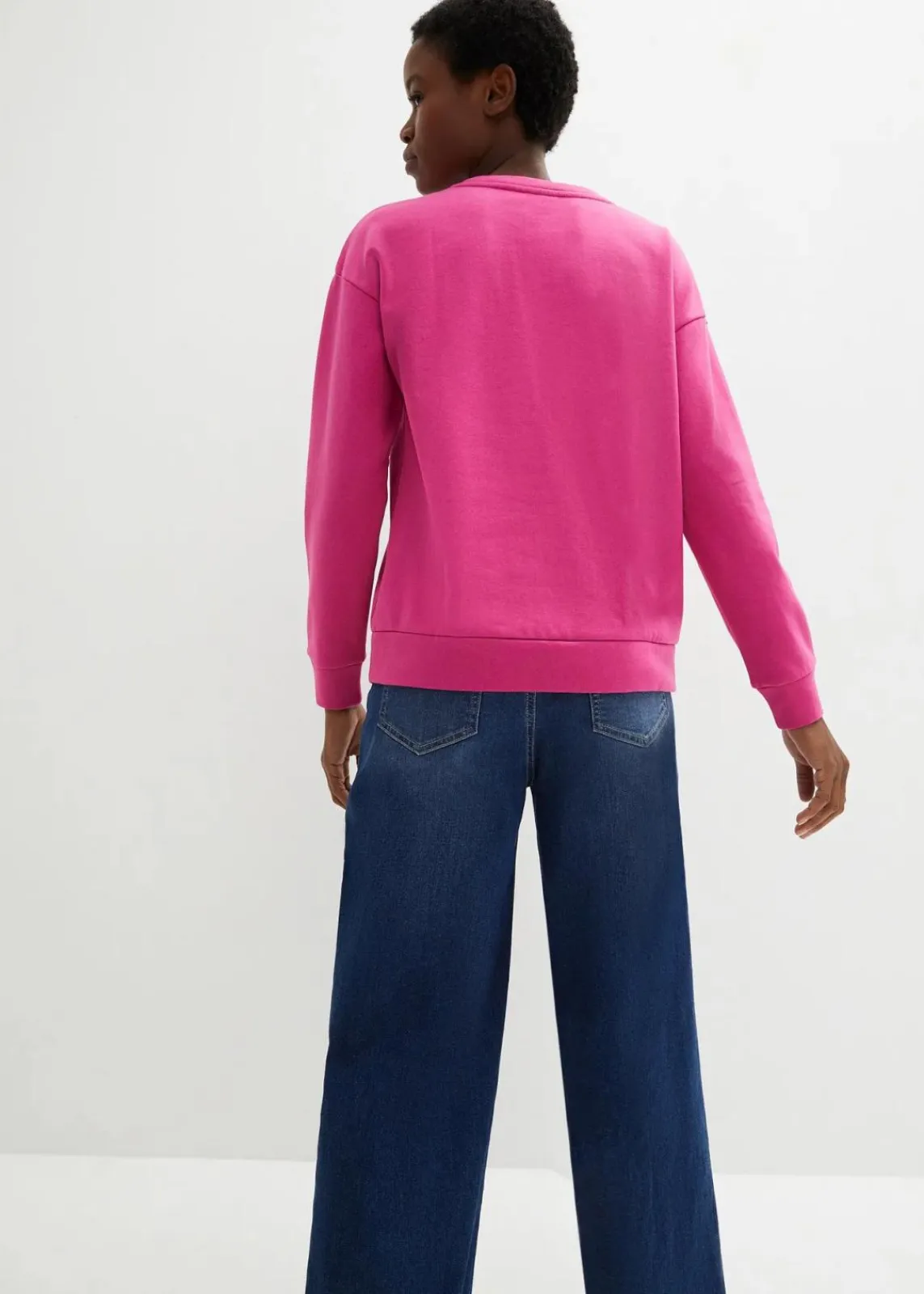 bonprix Bekleidung·Blusen & Tuniken|Nachhaltigere Materialien^Sweatshirt mit Stickerei magnolienpink