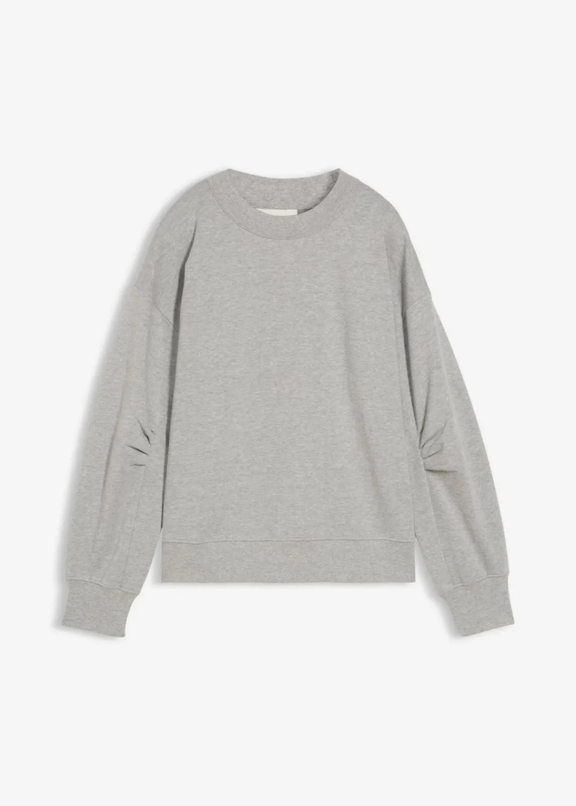 bonprix Bekleidung·Blusen & Tuniken|Sweat^Sweatshirt mit weitem Ripp-Kragen aus Bio-Baumwolle hellgrau meliert meliert