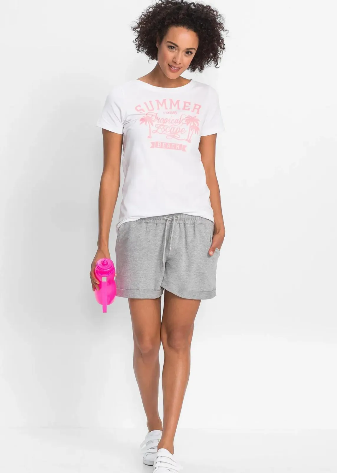 bonprix Nachhaltigere Materialien|Hosen^Sweat-Shorts hellgrau meliert