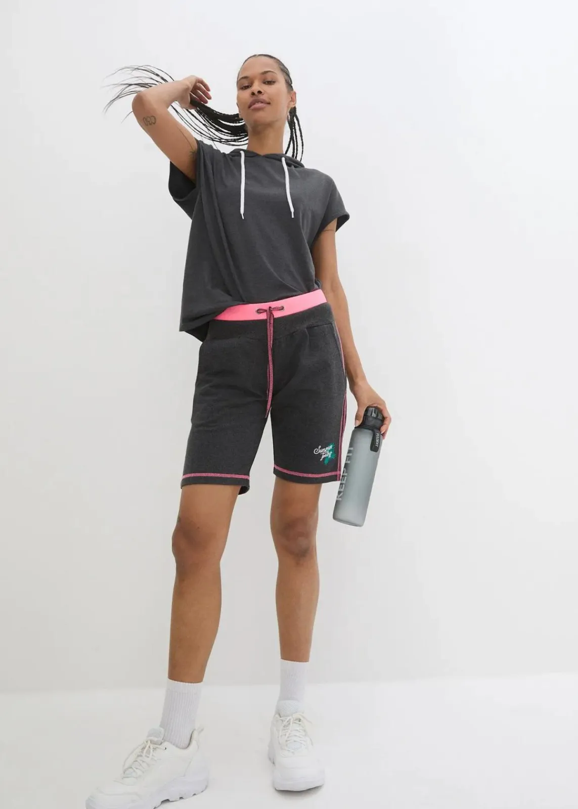 bonprix Mix & Match|Strandmode^Sweat-Shorts aus Baumwoll-Mix anthrazit meliert