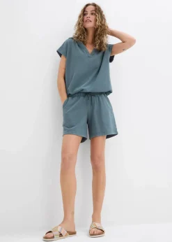 bonprix Bekleidung·Outdoorbekleidung|Bekleidung·Blusen & Tuniken^Sweat-Shorts aus reiner Baumwolle eukalyptusgrün