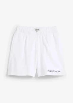 bonprix Bekleidung·Outdoorbekleidung|Bekleidung·Blusen & Tuniken^Sweat-Shorts mit Stickerei weiß
