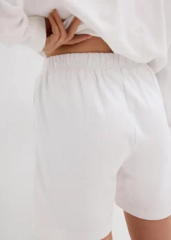 bonprix Bekleidung·Outdoorbekleidung|Bekleidung·Blusen & Tuniken^Sweat-Shorts mit Stickerei weiß