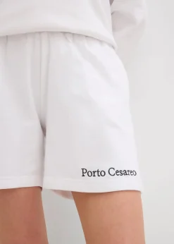 bonprix Bekleidung·Outdoorbekleidung|Bekleidung·Blusen & Tuniken^Sweat-Shorts mit Stickerei weiß