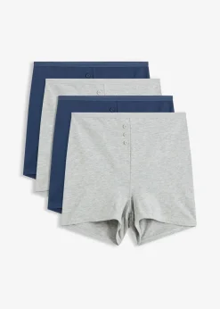bonprix Wäsche·Basics|Wäsche·Baumwollunterwäsche^Taillenboxer (4er Pack) tiefblau+hellgrau meliert