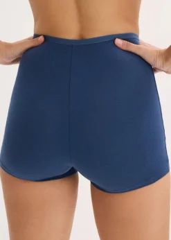 bonprix Wäsche·Basics|Wäsche·Baumwollunterwäsche^Taillenboxer (4er Pack) tiefblau+hellgrau meliert