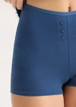 bonprix Wäsche·Basics|Wäsche·Baumwollunterwäsche^Taillenboxer (4er Pack) tiefblau+hellgrau meliert
