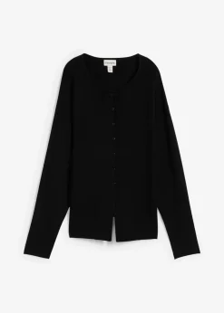 bonprix Bekleidung·Umstandsmode|Strickmode^Taillierte Strickjacke aus Viskose-Mix schwarz