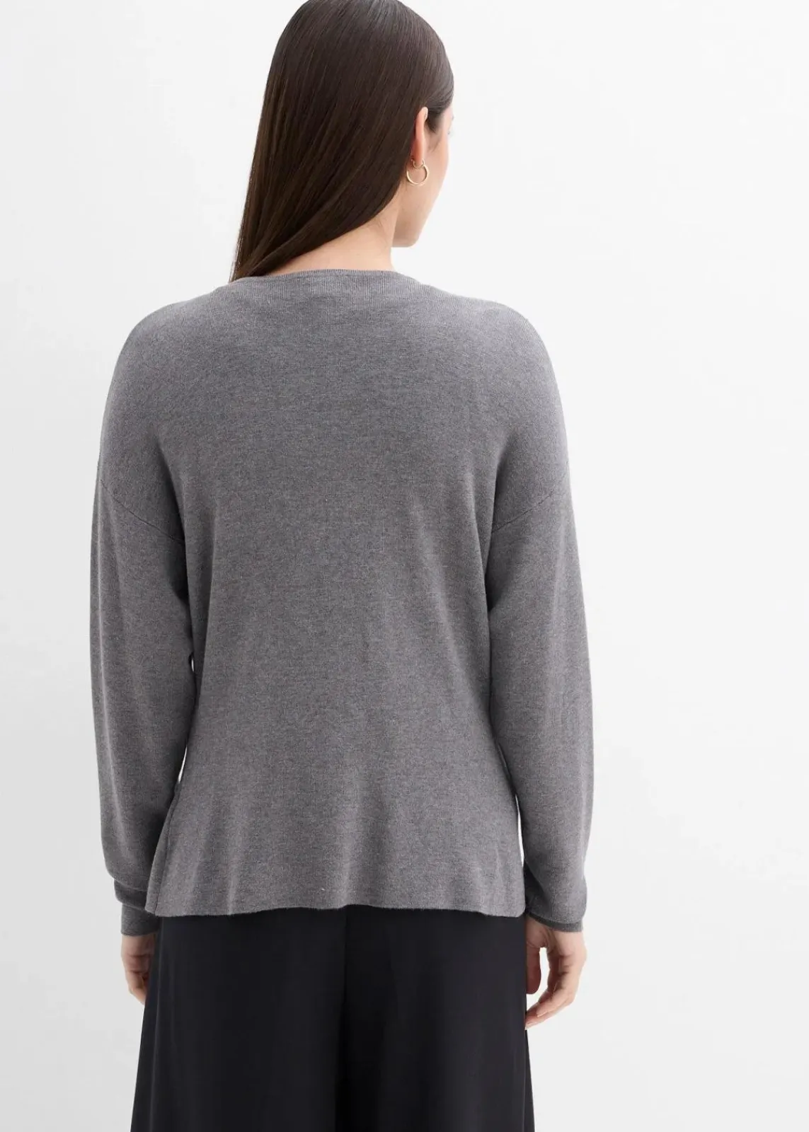 bonprix Bekleidung·Umstandsmode|Strickmode^Taillierte Strickjacke aus Viskose-Mix grau meliert meliert