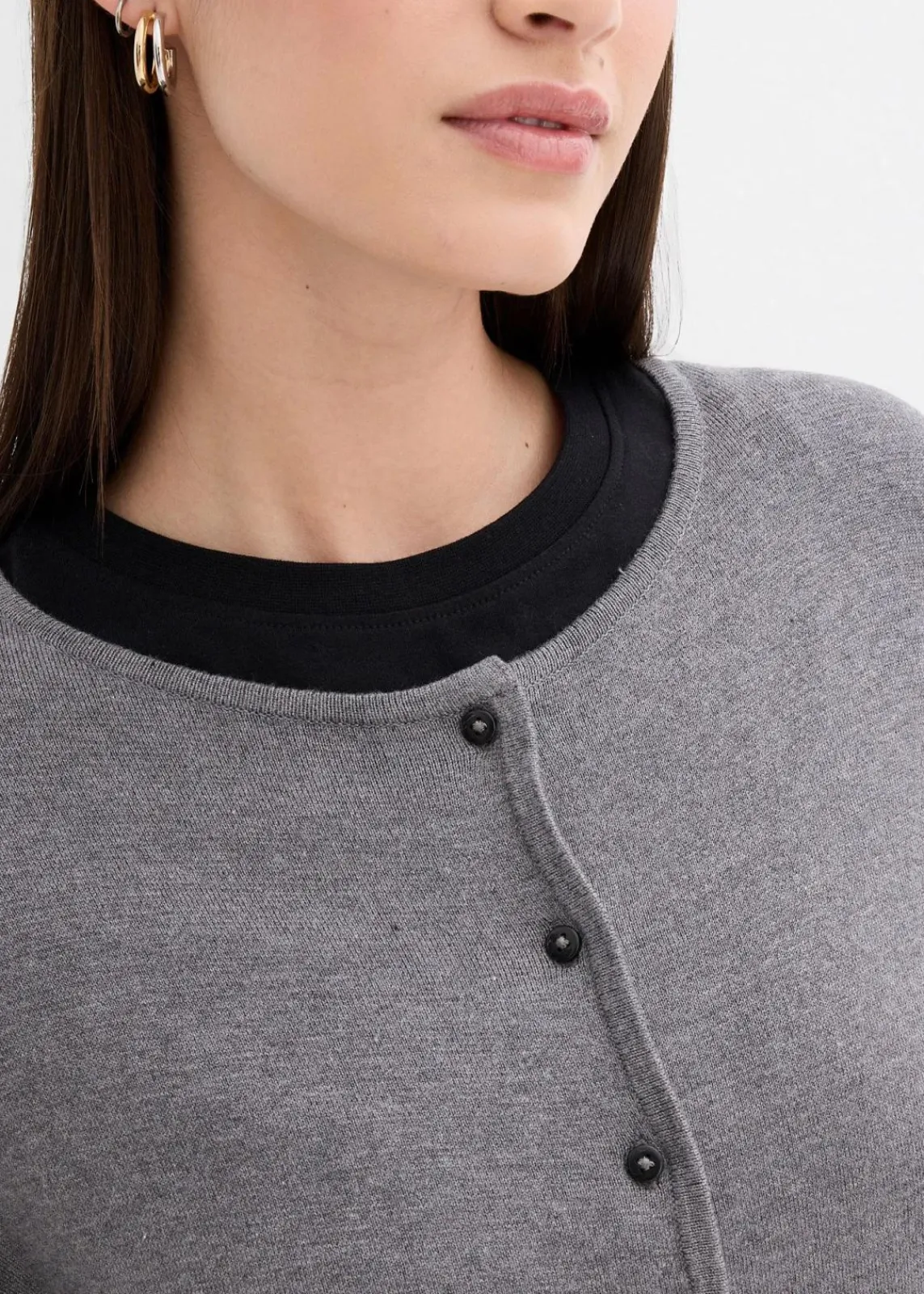 bonprix Bekleidung·Umstandsmode|Strickmode^Taillierte Strickjacke aus Viskose-Mix grau meliert meliert