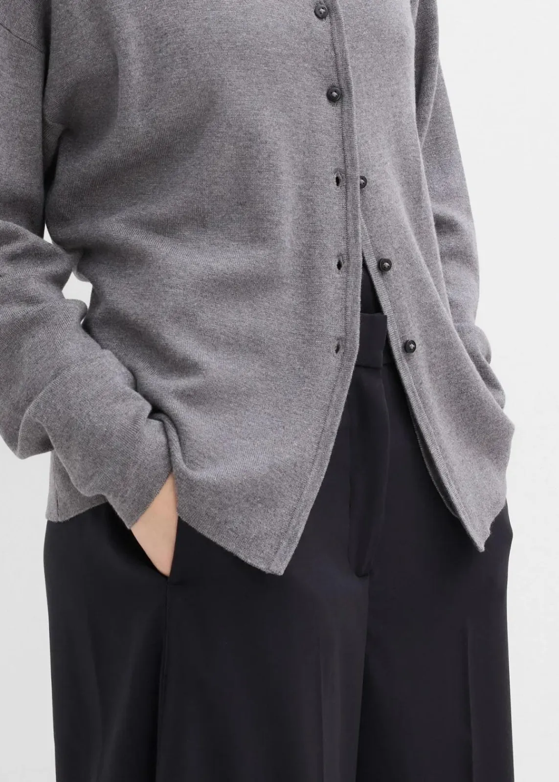 bonprix Bekleidung·Umstandsmode|Strickmode^Taillierte Strickjacke aus Viskose-Mix grau meliert meliert