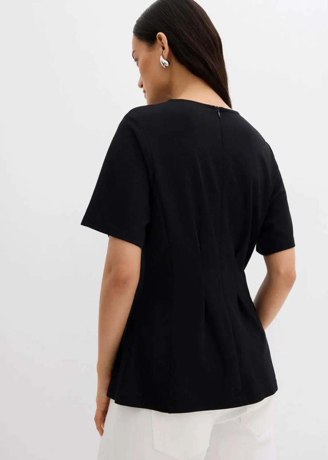 bonprix Shirts & Tops^Tailliertes Shirt aus bequemen Punto di Roma schwarz