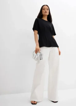 bonprix Shirts & Tops^Tailliertes Shirt aus bequemen Punto di Roma schwarz