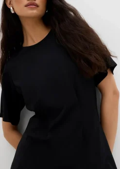 bonprix Shirts & Tops^Tailliertes Shirt aus bequemen Punto di Roma schwarz