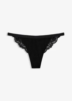 bonprix Wäsche·Dessous|Wäsche·Höschen^Tanga String mit weicher Rippe schwarz