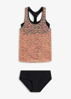 bonprix Bademode·Tankinis|Tankinis^Tankini mit elastischer Spitze (2-tlg. Set) pink gestreift