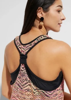 bonprix Bademode·Tankinis|Tankinis^Tankini mit elastischer Spitze (2-tlg. Set) pink gestreift