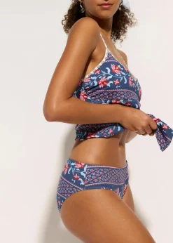 bonprix Nachhaltigere Materialien|Tankinis^Tankini mit gekreuzten Trägern (2-tlg.Set) blau/rosa bedruckt