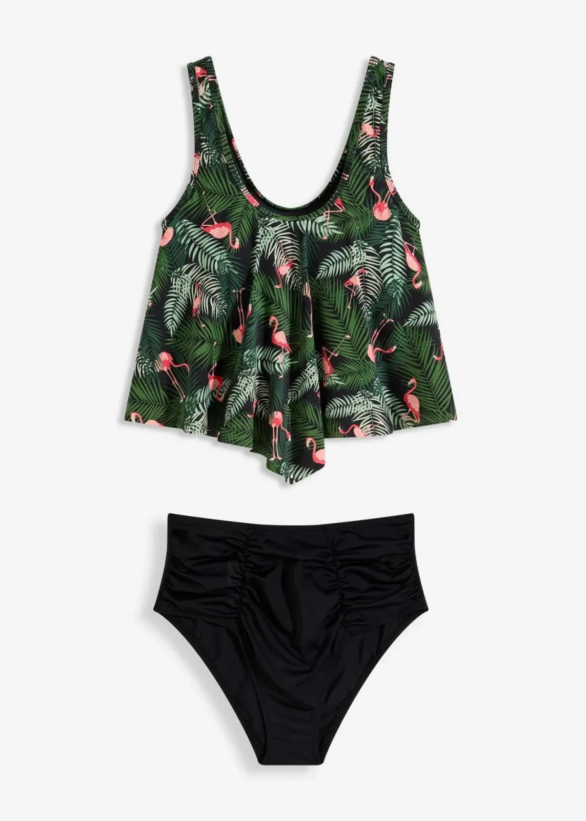 bonprix Nachhaltigere Materialien|Tankinis^Tankini mit Highwaist-Bikinihose (2-tlg.Set) schwarz floral