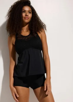 bonprix Tankinis|Bademode·Tankinis^Tankini mit Spitze (2-tlg.Set) schwarz