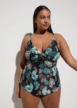 bonprix Nachhaltigere Materialien|Mix & Match^Tankini Oberteil schwarz/orange paisley