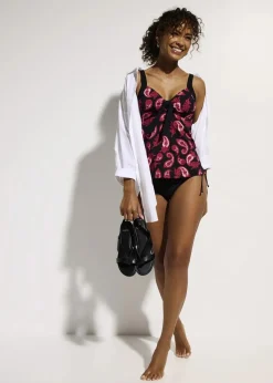 bonprix Nachhaltigere Materialien|Bademode·Tankinis^Tankini Oberteil schwarz/hibiskuspink paisley