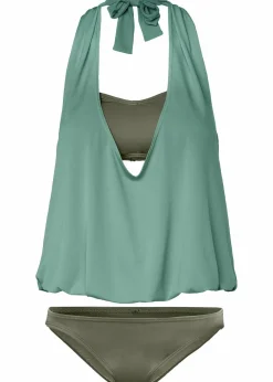 bonprix Nachhaltigere Materialien|Tankinis^Tankini (3-tlg. Set) oliv/pastellgrün