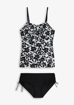 bonprix Nachhaltigere Materialien|Tankinis^Tankini (2-tlg. Set) schwarz/weiß floral