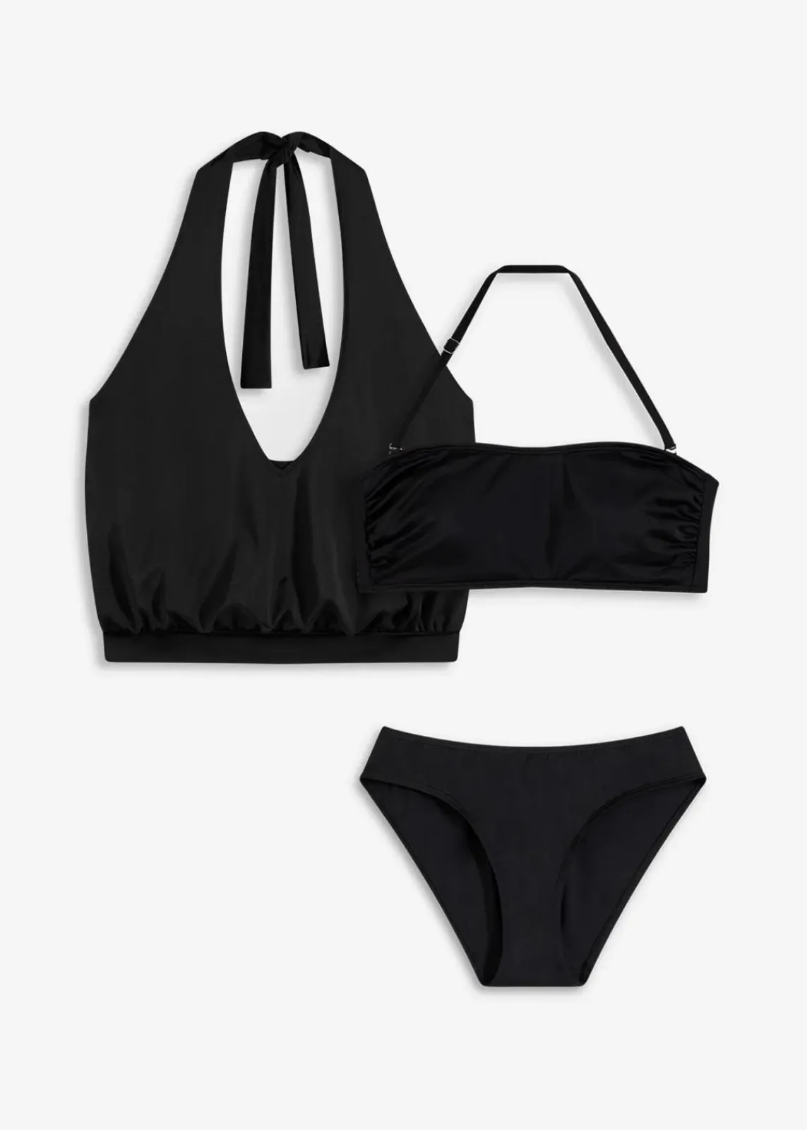 bonprix Nachhaltigere Materialien|Bademode·Tankinis^Tankini (3-tlg. Set) schwarz