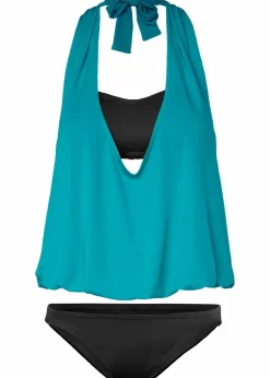 bonprix Nachhaltigere Materialien|Bademode·Tankinis^Tankini (3-tlg. Set) schwarz/türkis