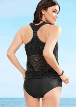 bonprix Nachhaltigere Materialien|Bademode·Tankinis^Tankini (2-tlg. Set) aus Spitze schwarz