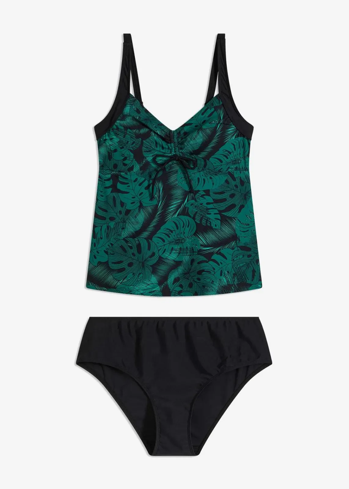 bonprix Nachhaltigere Materialien|Tankinis^Tankini (2-tlg. Set) mit Raffung schwarz/grün