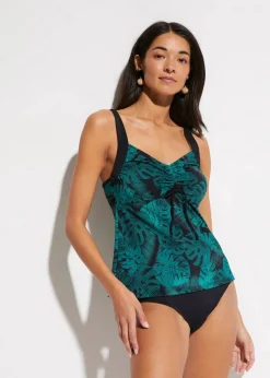 bonprix Nachhaltigere Materialien|Tankinis^Tankini (2-tlg. Set) mit Raffung schwarz/grün