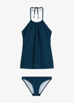 bonprix Nachhaltigere Materialien|Tankinis^Tankini (2-tlg.Set) petrol/schwarz gestreift