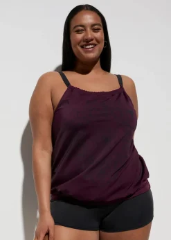 bonprix Nachhaltigere Materialien|Sport Bademode^Tankini (2-tlg.Set) beere/schwarz bedruckt
